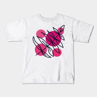 Pink polka dots leaf Kids T-Shirt